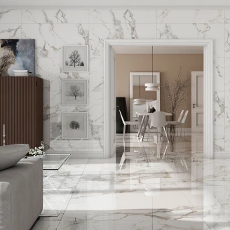 Marmor Gulvflis Luar Hvit Polert 119x119 cm